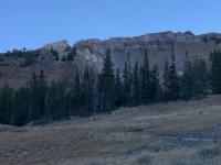 A view of High Traverse. The other side of the notch on the left in the cliffs is called Gunsight.