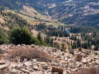 View of Pittsburg Lake from the ridge between Sugarloaf and Devil's Castle.