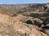 View of Cecret Lake from the ridgeline bewteen Sugarloaf and Devil's Castle.