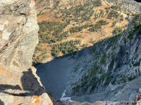 Looking down a chute on Devil's Castle toward the Castle Apron.