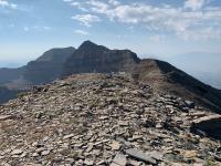 Looking south from Bomber Peak toward Mount Timpanogos, South Timpanogos, and The Shoulder.