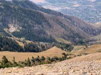 View from Box Elder Peak: Looking west, southwest into Highland and Alpine. Damage from recent fires is visible in the canyon.