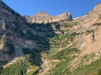 View of South Timpanogos (aka Second Summit) on the left and The Shoulder on the right from Primrose Cirque just past the 2 mile mark.