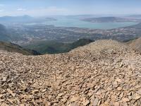 View of Utah Lake from South Timpanogos. Big Baldy and Dry Canyon visible in the center of the photo.