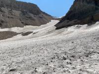 Looking back up toward Glacier Saddle after a difficult glissade.