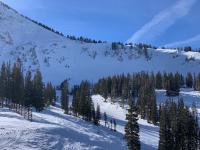 Baldy Shoulder area. Shoulder Traverse line is visible on the left cutting across the slope. Bad News Cliffs just right of center.