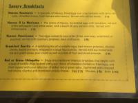 La Buena Vida breakfast menu